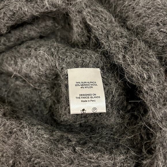 Gudrun & Gudrun Suri Alpaca Wool Grey Fuzzy Turtleneck Sweater L Made in Peru - Picture 4 of 12